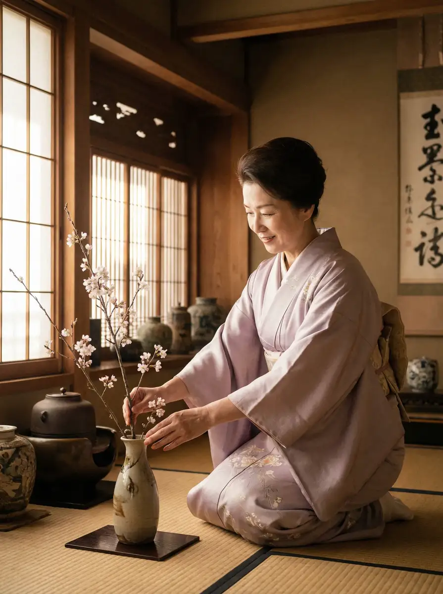 一位优雅的 女神视频-精彩美女视频秀|免费视频每日更新 在和室中插花